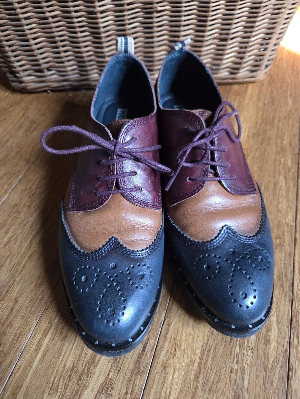 Pikolinos Size 39 Leather Colourblock Wingtip Brogue Oxford Shoes